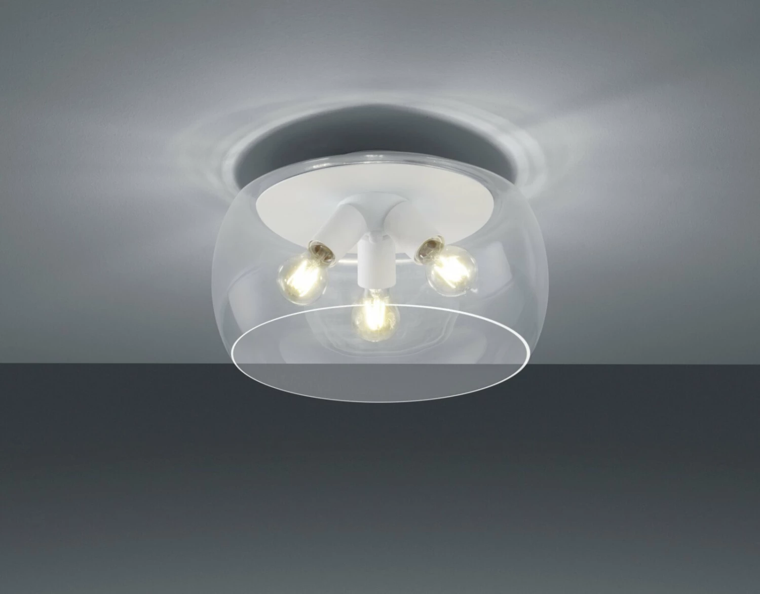 Deckenleuchte - weiß - 3-flammig - Glasschirm – Bild 2