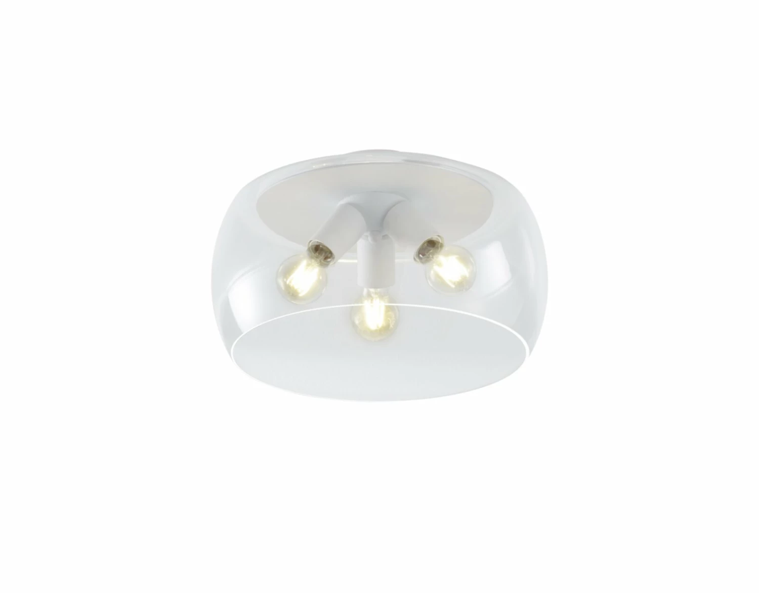 Deckenleuchte - weiß - 3-flammig - Glasschirm