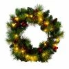 LED-Weihnachtskranz - mit Beeren und Tannenzapfen