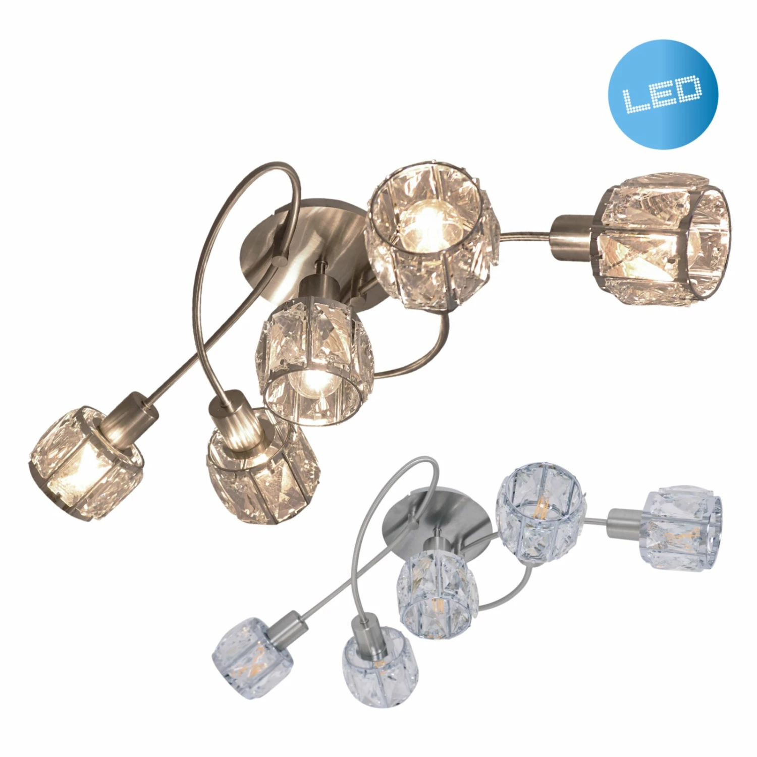 LED-Deckenleuchte JOSEFA - stahl-blank - 5-flammig – Bild 3