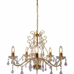 Krone LUCIA - 5-flammig - gold - ca. 100 cm hoch