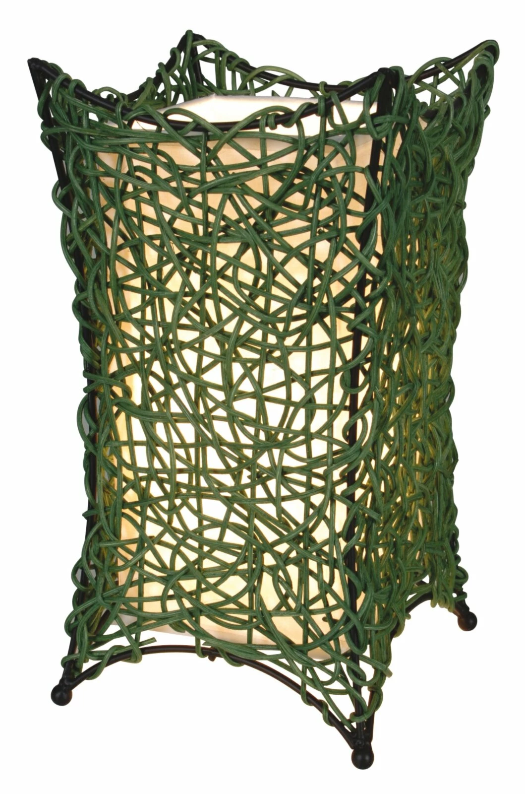 Korb-Tischleuchte - grün - Rattan - 30 cm hoch