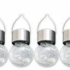 6er-Set LED-Solar-Pendelleuchte CRACKLE - chrom - Ø 6 cm