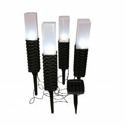 4er-Set LED-Erdspieß - schwarz - 43 cm hoch
