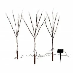 3er-Set Solar-LED-Erdspieß Leuchtender Baum - braun-bunt