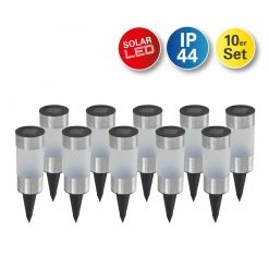 10er-Set Solar-LED-Erdspieß CYRUS - stahl-blank