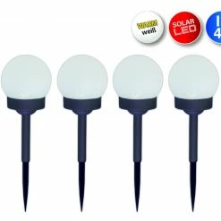 6er-Set Solar-LED-Erdspieß - Kugelform - 34 cm hoch