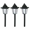 3er-Set Solar-LED-Erdspieß/Wandleuchte - schwarz - 11 cm breit