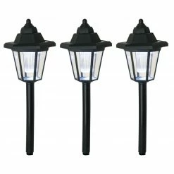 3er-Set Solar-LED-Erdspieß/Wandleuchte - schwarz - 11 cm breit