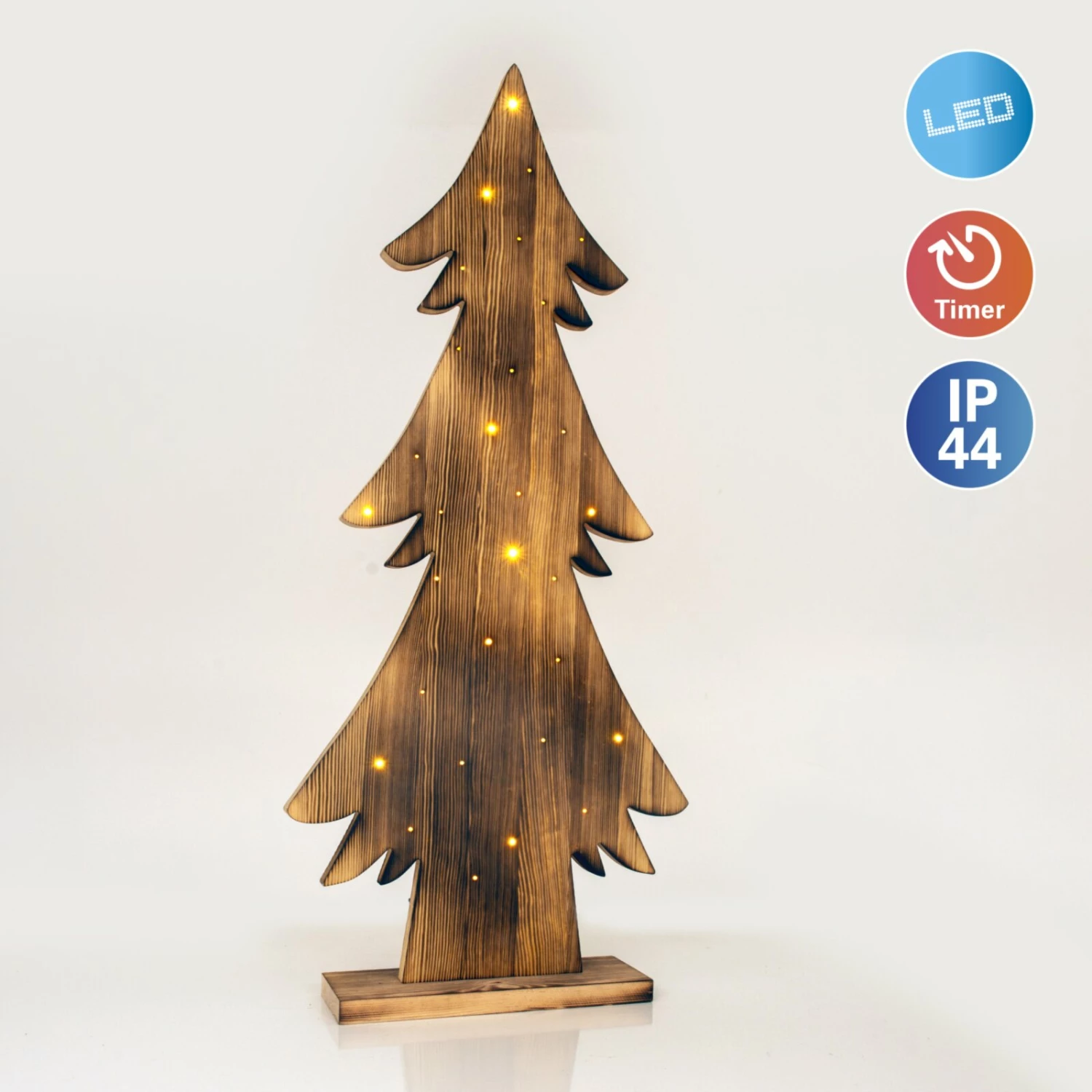 LED-Holztannenbaum - warmweiß - 90 cm hoch – Bild 2