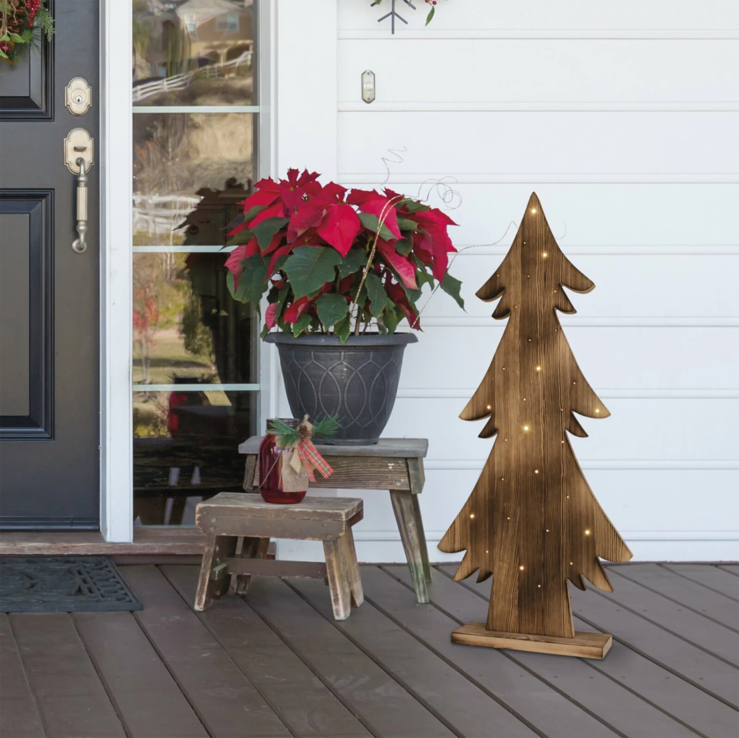 LED-Holztannenbaum - warmweiß - 90 cm hoch – Bild 4