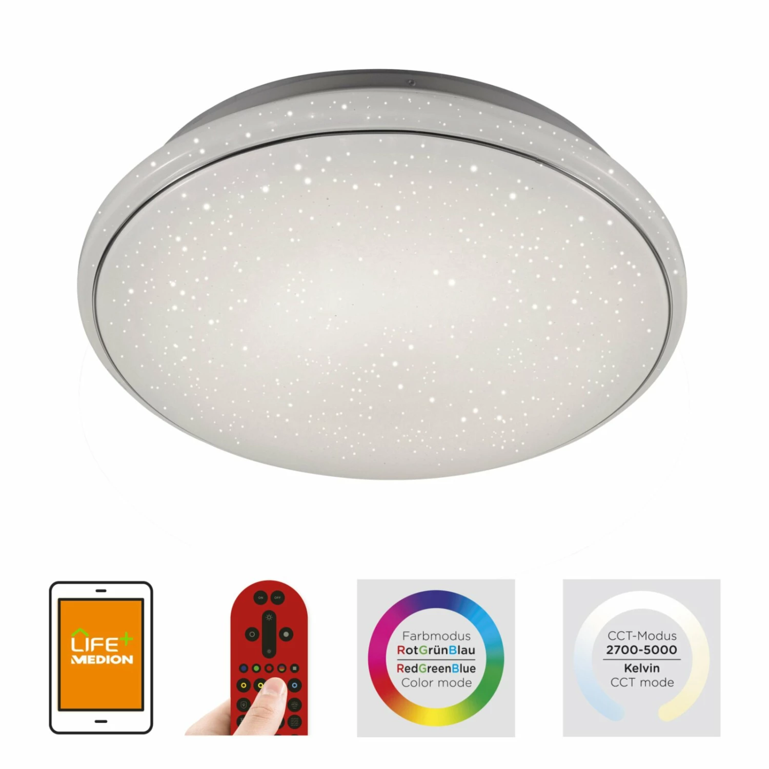 LED-Deckenleuchte - weiß - SmartHome - mit Fernbedienung - 59 cm – Bild 3