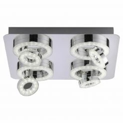 LED-Deckenleuchte - chrom - Kristalloptik - SmartHome