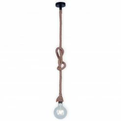 Pendelleuchte - beige-schwarz - Seiloptik - 120 cm hoch