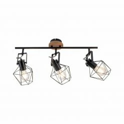 Wand-/Deckenleuchte - schwarz-holzfarben - 30 cm