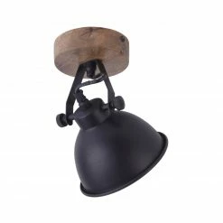 Wandstrahler - schwarz-holzfarben - 1-flammig