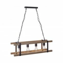 Pendelleuchte - 4-flammig - holz-natur - 75 cm lang