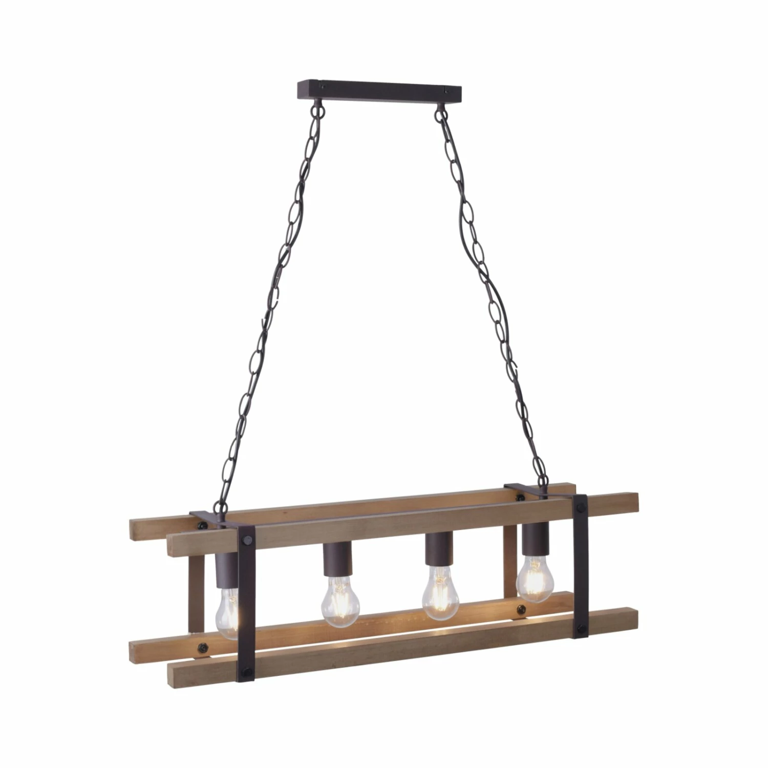 Pendelleuchte - 4-flammig - holz-natur - 75 cm lang