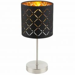 Tischleuchte - schwarz - Nickel-matt - gold - mit Wippschalter