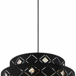 Pendelleuchte - schwarz-matt-goldfarben - Metall