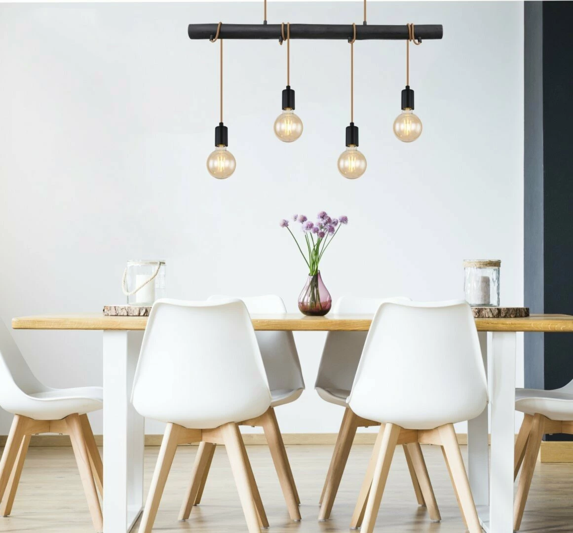 Pendelleuchte - schwarz-matt - Material - 120 cm hoch – Bild 2