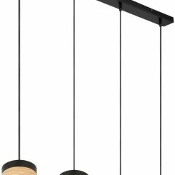 Hängeleuchte - schwarz - Holz - 4-flammig