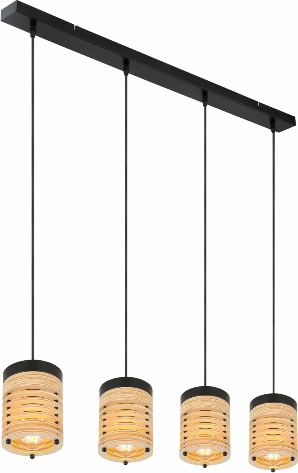 HĂ€ngeleuchte - schwarz - Holz - 4-flammig