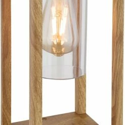 Sockelleuchte - Holzoptik - Aluminium - 35 cm hoch