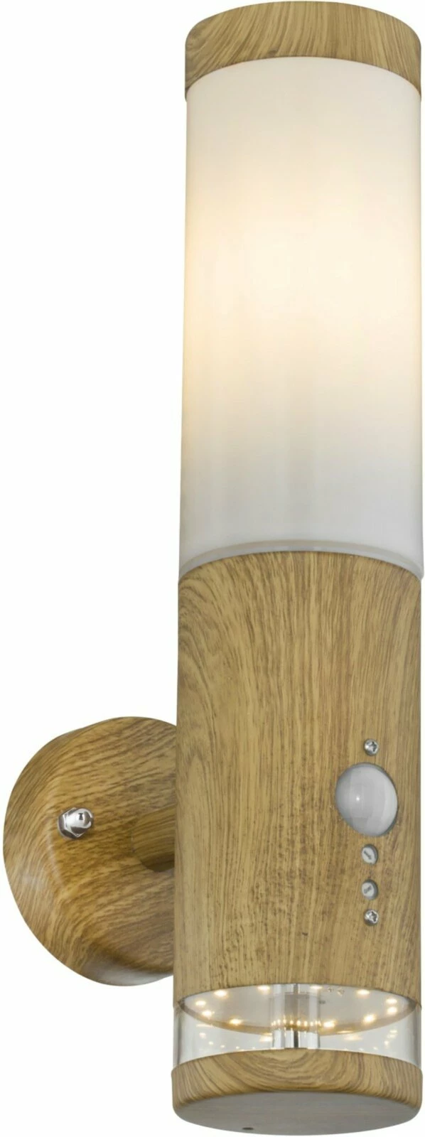 Wand-Außenleuchte - Holzoptik - mit Bewegungsmelder