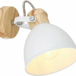 Wandstrahler - weiß - Holzoptik - mit Schalter