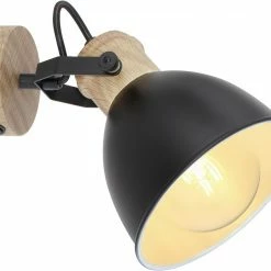 Wandstrahler - schwarz - Holzoptik - mit Schalter