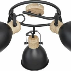 Deckenstrahler - schwarz-Holzoptik - 3-flammig