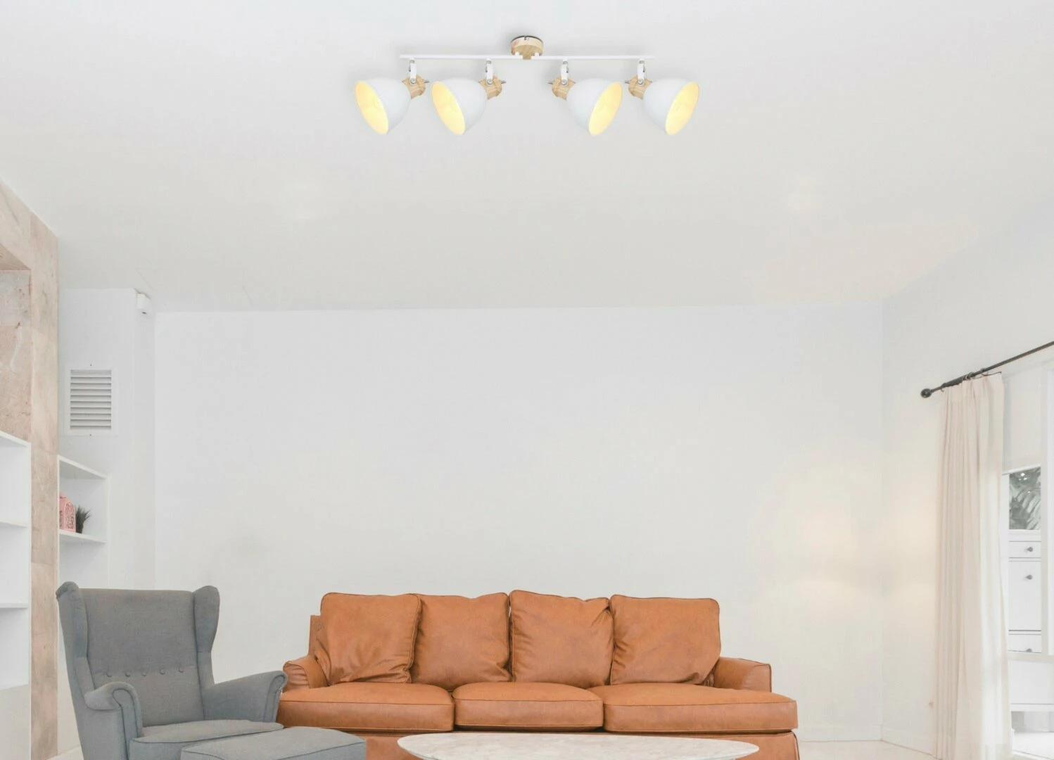 Deckenstrahler - weiß-Holzoptik - 4-flammig – Bild 2