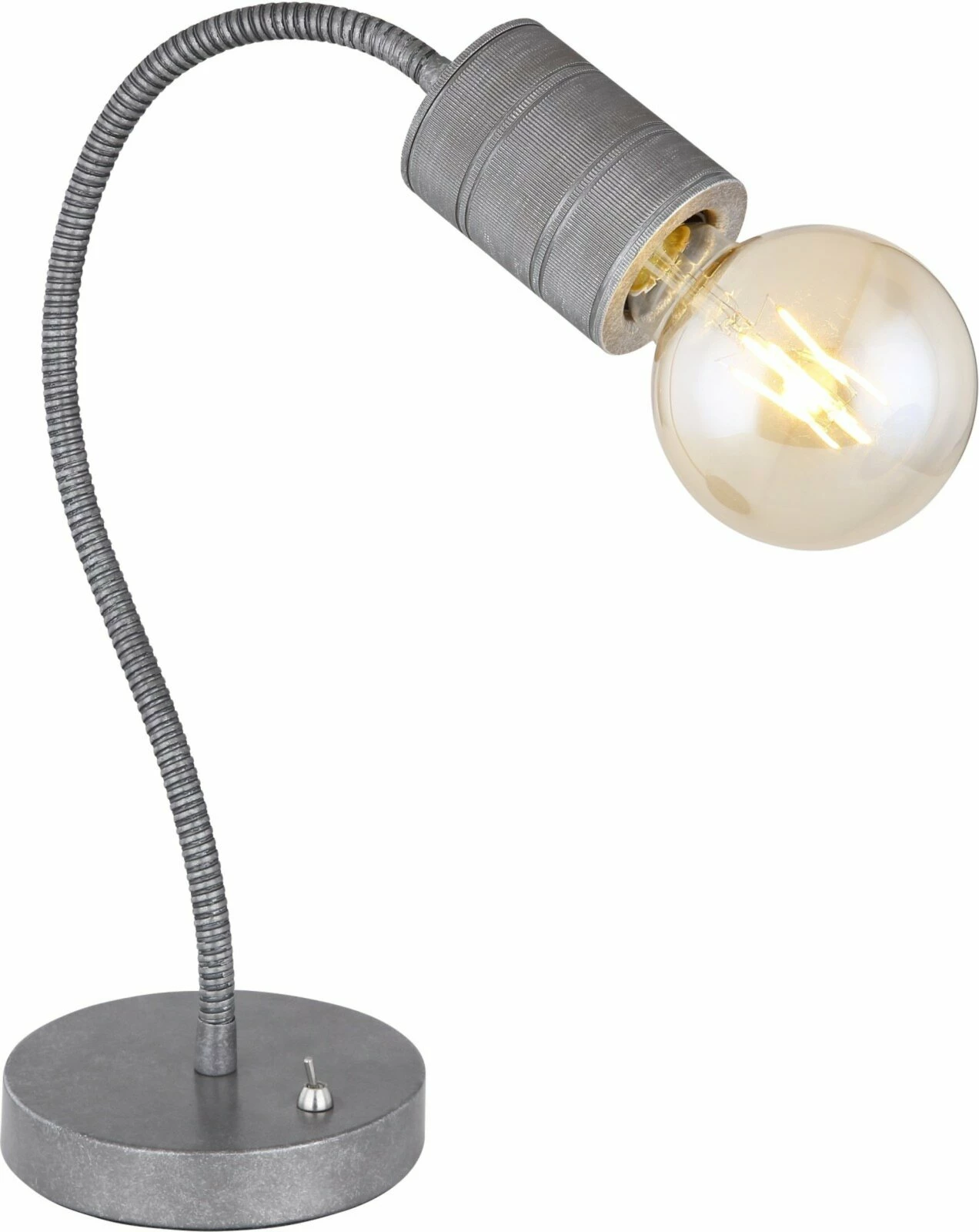 Tischleuchte - silber - gerillt - mit Kippschalter