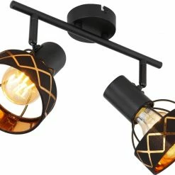 Deckenstrahler - schwarz-goldfarben - 2-flammig