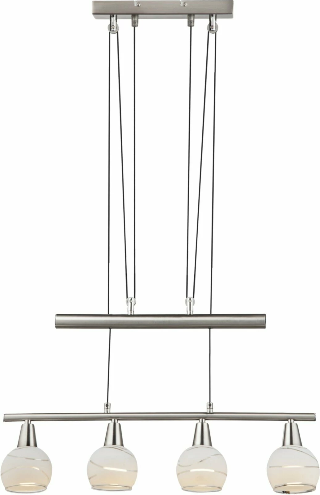 LED-Pendelleuchte - Nickel matt - Glas satiniert - 4-flammig