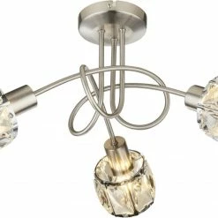 Deckenleuchte - Nickel matt - Metall - Glaskristalle