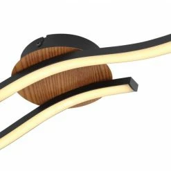 LED-Deckenlampe - schwarz-holzfarben - Metall - 51 cm breit