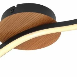 LED-Deckenlampe - schwarz - Metall - Holzoptik - 51 cm