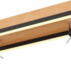 LED-Deckenleuchte - schwarz matt - Holzoptik