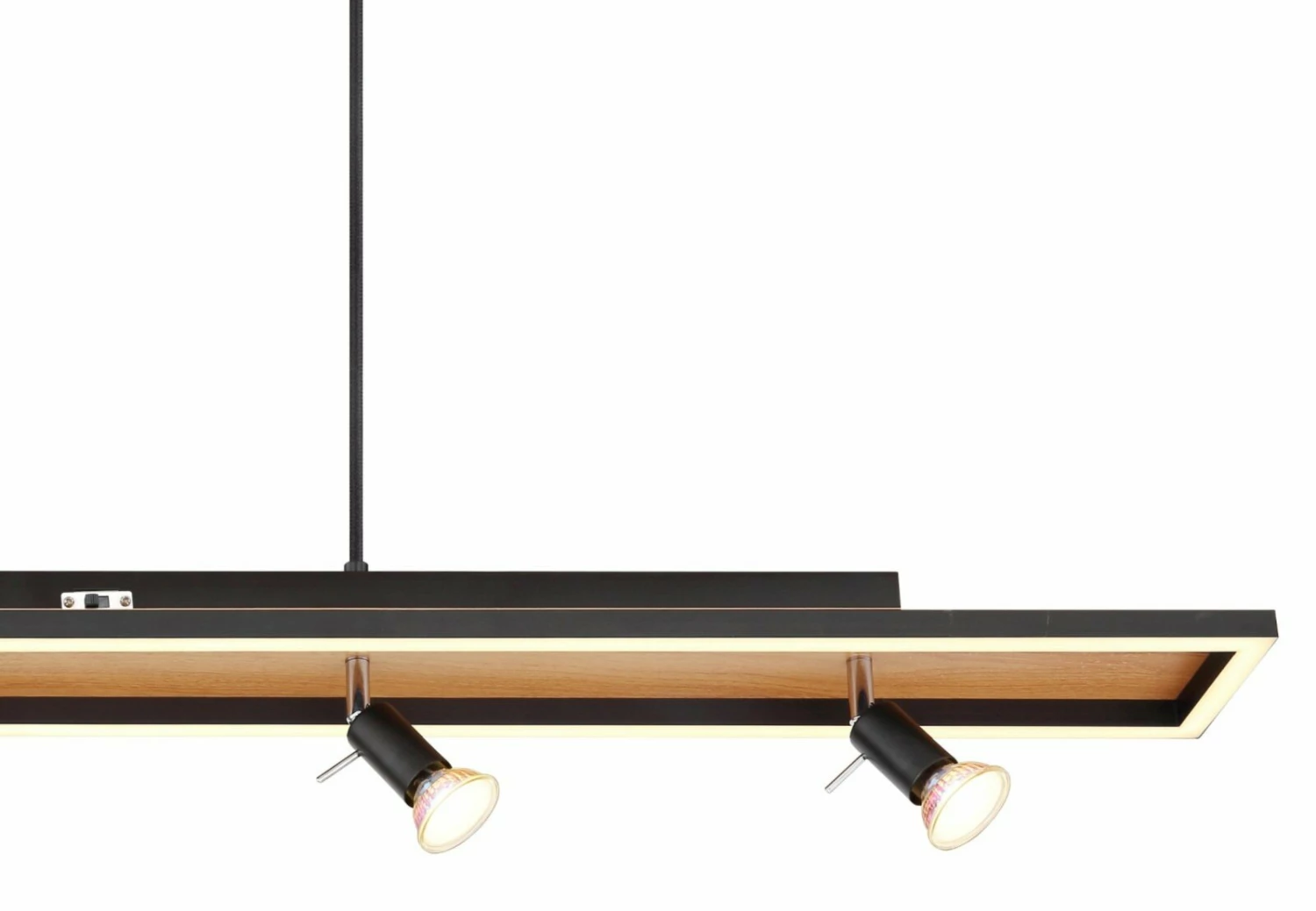 LED-HĂ€ngeleuchte - schwarz matt - Holzoptik - 4-flammig â Bild 3