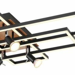 Deckenleuchte - schwarz matt - Holzoptik