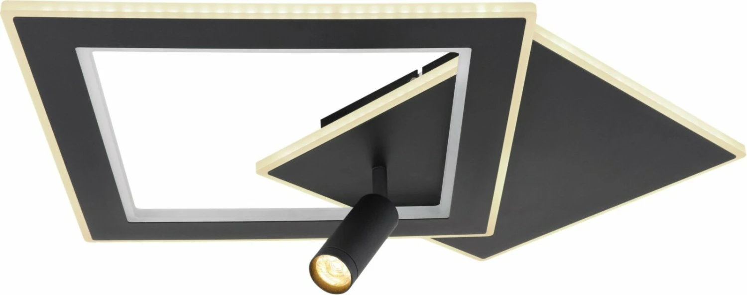 RGB-LED-Deckenleuchte - schwarz matt - opal - quadratisch