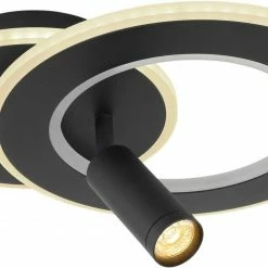 RGB-LED-Deckenleuchte - schwarz matt - opal - kreisförmig