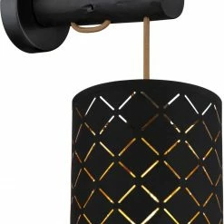 Wandlampe - schwarz-gold - Metall - 36 cm hoch