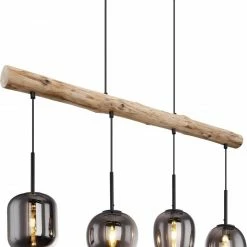 Pendelleuchte - schwarz-naturfarben - Höhe kürzbar