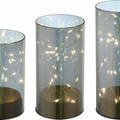 3er-Set LED-Tischleuchte - grau-rauchfarben