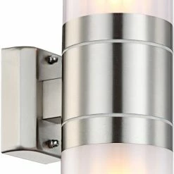 Außenleuchte - silber - Edelstahl - 2-flammig