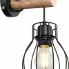 Wandlampe - schwarz-natur - Metall-Holz - 30 cm hoch