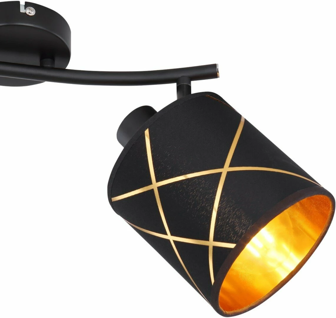 Deckenstrahler - schwarz matt - goldfarben - 2-flammig – Bild 3